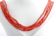 Rote Edel Stab Korallen Kette Collier Sardegna 57 cm Silber Verschluss 925 Neu #