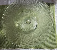 Tortenplatte mit Fuß, transparent gerippt, Pressglas ca. 30 cm