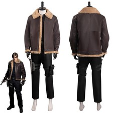 Resident Evil Remake Leon S.Kennedy Cosplay Kostüm Mantel Hose Handschuhe Anzug