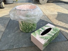 Bad Utensilien rosa Mülleimer Taschentuchbox  Badezimmer Dekoration Handbemalt