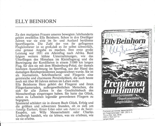 Autogramm elly beinhorn - autogramm,