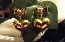 Ohrstecker Herz Schleife zierlich leicht Kommunion Gold plattiert vergoldet S26