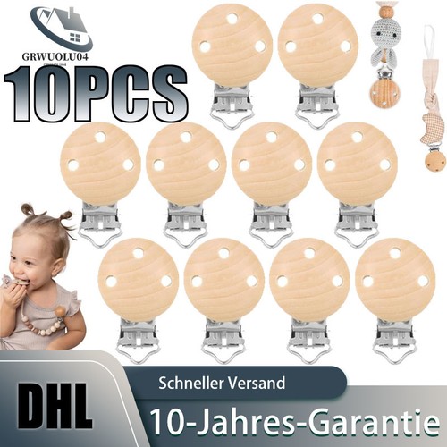 10x schnullerclip holz baby - holz,