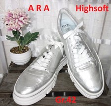 NEU ARA HIGH SOFT Damen SNEAKER SILBER - Farbig Gr. 8 - 42 Fußbett  Schnürsenkel