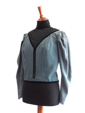 Viktorianisches Oberteil grau schwarz Bluse Top Steampunk Kostümfundus Kostüm