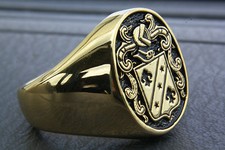 WAPPENRING LILIEN RITTER ADELS WAPPEN RING GOLD PLATED VERGOLDET SIEGELRING 204