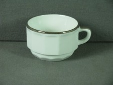 Apilco weiß Platinrand Bistrogeschirr  Kaffeetasse (31a)
