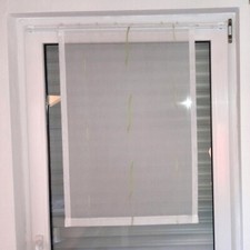 Gardine weiß mit grün, 90 cm lang, 60 cm breit, Flächenvorhang, Schiebegardine