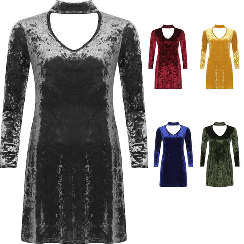Damen plus velour samt - samt, langarm