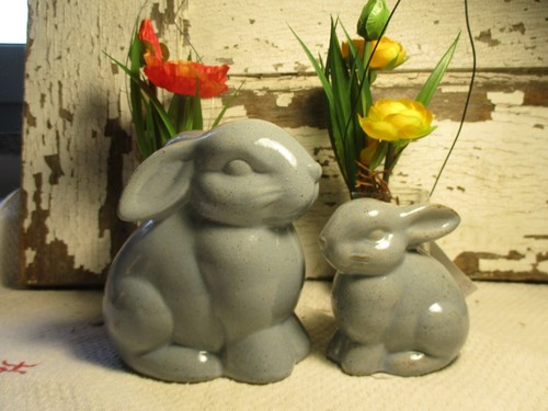 Osterhase hase grau blau figur - hase,