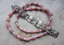 Rhodochrosit Kette  66 cm mit