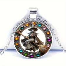 Hexe Kette Anhänger Rund 🎃