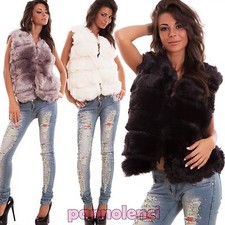 Damen Öko Pelz Weste Jacke