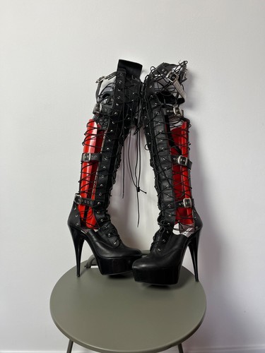 Gothic overknee plateau heels - gothic,