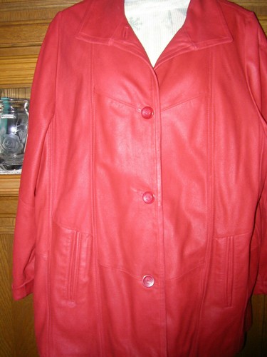 Rote damen lederjacke - rote, von