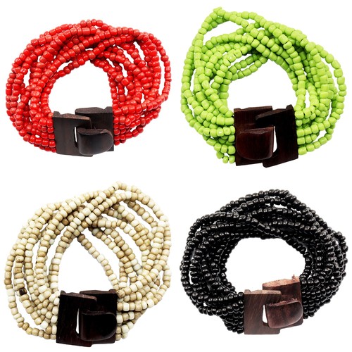 Armband perlen holzverschluss - perlen,