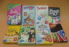 Pocket Kartenspiele zum Aussuchen:  Skip-Bo, UNO, Scrabble, Pictionary, Monopoly