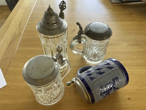Bierkrug mit zinndeckel - 4x,