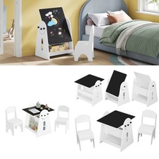 Kindersitzgruppe Kindertisch 2 Stühlen Kindermöbel mit Stauraum Tafel Staffelei