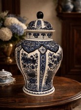 Delfter Blaue Deckel Vase von