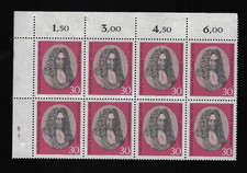 8 x Bund Mi.Nr. 518 - Gottfried Wilhelm Leibniz  - Bogenteil