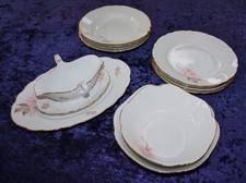 Essservice Service 4 Pers. Oscar Schaller Bavaria mit Blumendekor & Goldrand