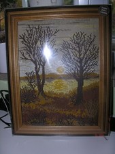 Gobelin Stickpackung - Sonnenuntergang mit Echtholzrahmen - 38x48 cm