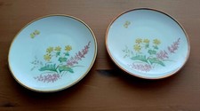 2 x Hutschenreuther Selb Bavaria Tellerchen Schälchen Blumenmotiv Goldrand