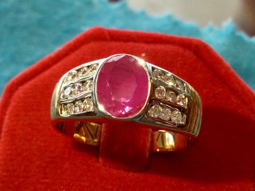 Rubin diamant goldring unheat - diamant,