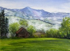 Landschaftsaquarell  "Nebel im