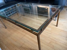 Glastisch, Wohnzimmer gebraucht, Glasplatte: 0,25, abnehmbar, Messinggestell