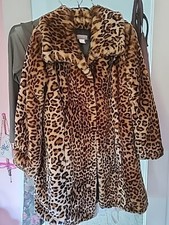 Heine Plüsch Mantel beige/schwarz/braun  Leopard gemustert wie neu