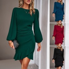 Damen Rüschen Kleid Kurz Mini