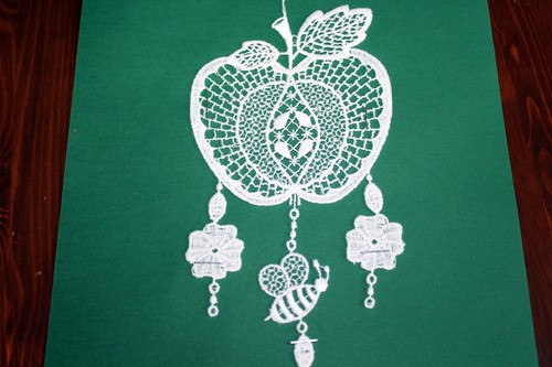 Apfel fensterbild aus spitze - apfel,