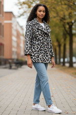 Wolljacke in softer Qualität Caban Jacke Animal Print Damen Blazerjacke Größe 38