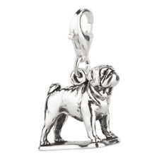 Charm / Anhänger Hund Mops 2 mit Karabinerverschluß Sterling Silber