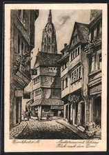 Künstler-AK Alt-Frankfurt, Marktstraße mit Schirn, Blick nach dem Dom 