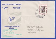 Erstflugbeleg Lufthansa Sieger-Kat.-Nr. 111 vom 1.4.1958 München-Zürich