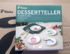 Tchibo TCM  Dessertteller mit Goldoptikdekor  4er-Set Weihnachten  NEU/ OVP
