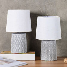 Art Deco Nachttischlampen 2er Set Vintage Grau 33 cm Retro Tischlampe Leuchte