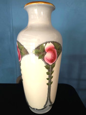 Antik Villeroy & Boch Mettlach Jugendstil Vase #3014 Dec 1322 Rosen selten
