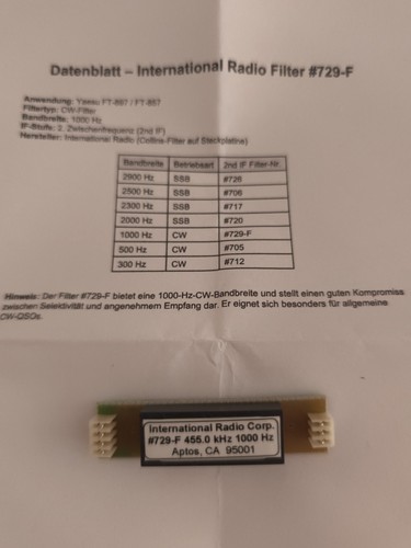 International radio filter - radio, cw