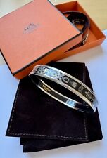 Hermés Armreif Bracelet Email Palladiumauflage "Grand Appart Fin" schwarz silber
