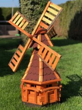 DARLUX Sechseck Garten-Windmühle XL aus Holz kugelgelagert Braun/Rot H-95 cm