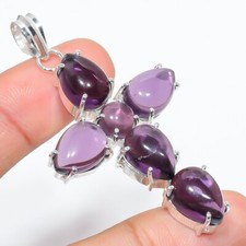 Lila Amethyst Edelstein Handmade 925 Sterlingsilber Schmuck Anhänger Gr.