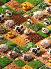 Baumwollstoff Kinderstoff Digitaldruck Bauernhof Breite 150cm