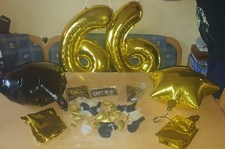 Deko-Set für 66. Geburtstag Schwarz-Gold Ballons u. Wimpel