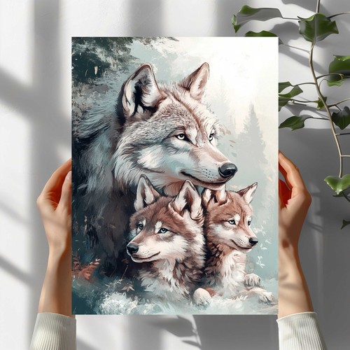 Wolf familie premium poster - wolf,