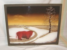 JOSIP GENERALIC 1936-2004 *DER ROTE BÜFFEL* sign. +dat. 1973, Plexiglas-Malerei