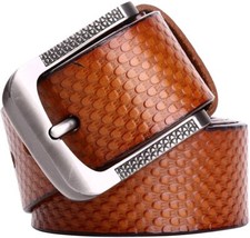 Jeans Gürtel Herren Leder Gürtel Eckig Schnalle Hosen Arbeitsgürtel 38mm Schwarz